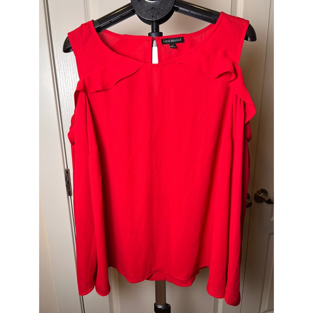 Cold Shoulder Blouse Women 14/16 Fall Long Sleeve Chiffon Feminine Romantic Y2K